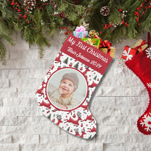 Personalized My First Christmas Photo Reindeer Small Christmas Stocking