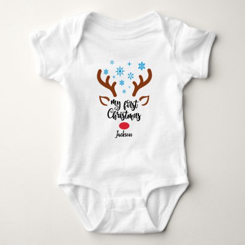 Personalized My First Christmas reindeer Baby Body Baby Bodysuit