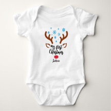 Personalized My First Christmas reindeer Baby Body