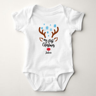 Personalized My First Christmas reindeer Baby Body Bodysuit