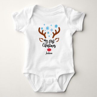 Personalized My First Christmas reindeer Baby Body Bodysuit