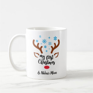 Personalized My First Christmas reindeer Baby Coffee Mug