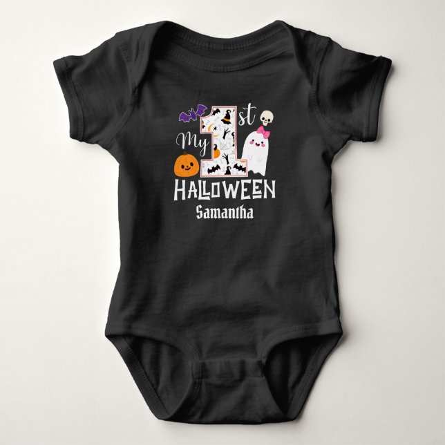 Personalized my first halloween cute baby girl baby bodysuit (Front)