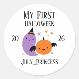 Personalized My First Halloween Ornament Classic Round Sticker