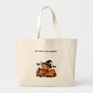 Personalized My First Halloween Teddy Bear Large Tote Bag