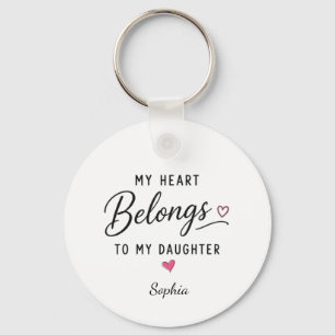 Personalized My Heart Belongs To My Daughter Keychain