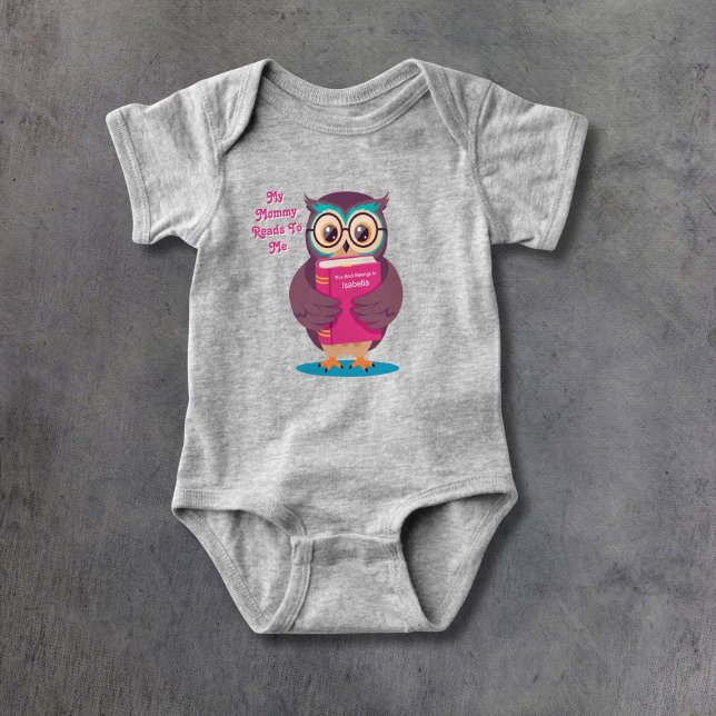 Personalized My Mommy Reads To Me Book Owl Baby Bodysuit (Creator Uploaded)