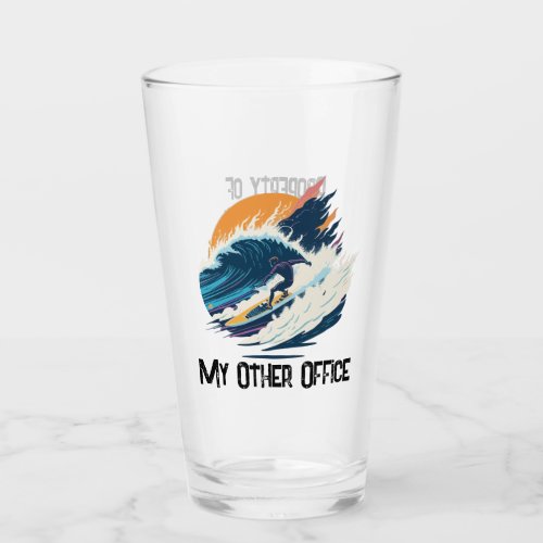 Personalized My Other Office Mens Surfing Glass