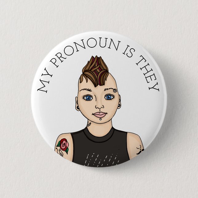 Personalized My Pronoun is They Customizable   Button (Front)
