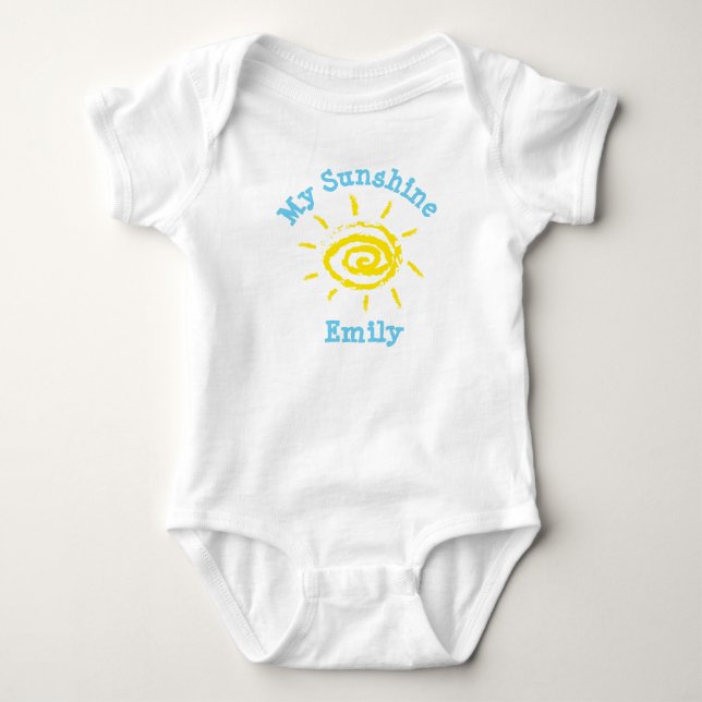 Personalized My Sunshine Baby Name Baby Bodysuit (Front)