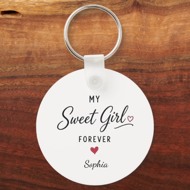 Personalized My Sweet Girl Forever Keychain (Front)