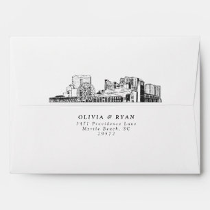 Personalized Myrtle Beach Skyline Sketch Envelope