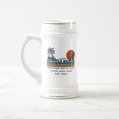 Personalized Myrtle Beach Weekend Bachelor Party Beer Stein