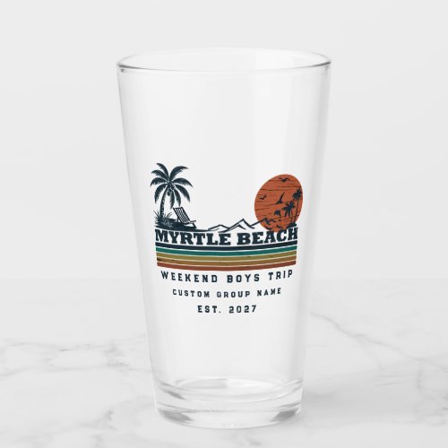 Personalized Myrtle Beach Weekend Bachelor Party Glass