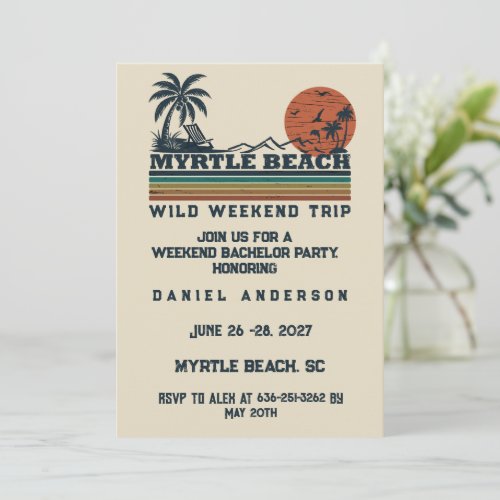 Personalized Myrtle Beach Weekend Bachelor Party Invitation