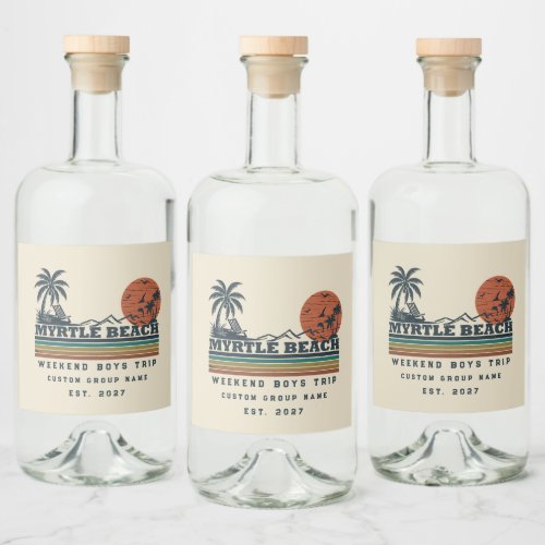 Personalized Myrtle Beach Weekend Bachelor Party Liquor Bottle Label