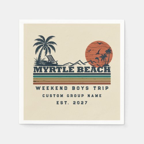 Personalized Myrtle Beach Weekend Bachelor Party Napkins