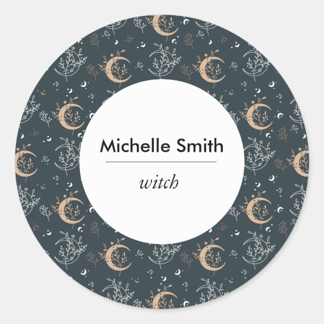 Personalized Mystic Bohemian Classic Round Sticker (Front)