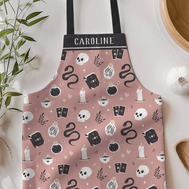 Personalized Mystic Boho Crystal Skull Pattern Apron (Creator Uploaded)