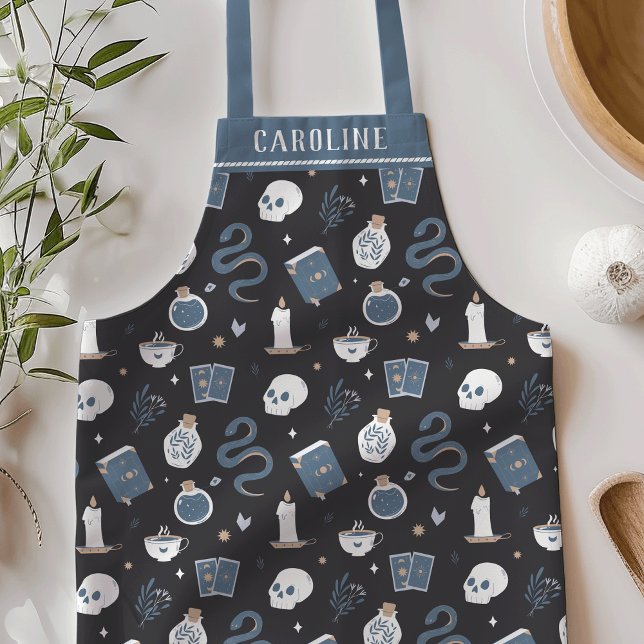 Personalized Mystic Boho Crystal Skull Pattern Apron (Creator Uploaded)