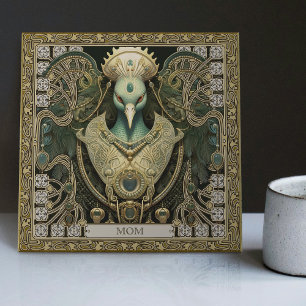 Personalized Mystical Peacock Jeweled Splendor Ceramic Tile