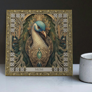 Personalized Mystical Peacock Jeweled Splendor Ceramic Tile