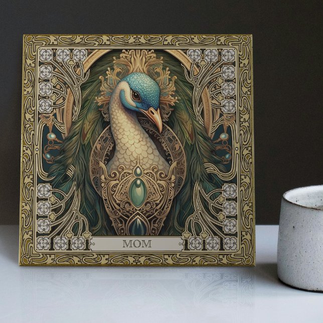Personalized Mystical Peacock Jeweled Splendor Ceramic Tile (Creator Uploaded)