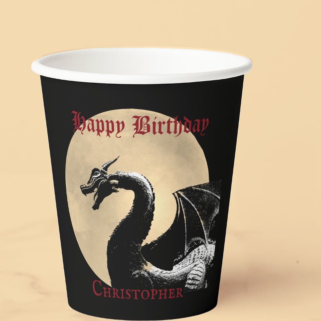 Personalized Mythical Dragon Happy Birthday Paper Cups (Creator Uploaded)