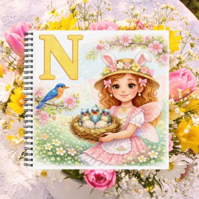 Personalized N Cute Bird Gift for Girls Notebook (Creator Uploaded)