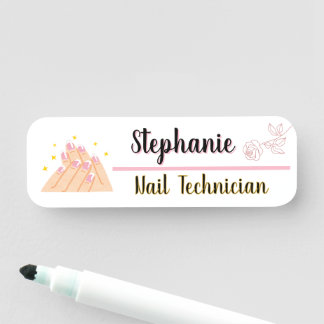 Personalized nail tech logo beauty name tag