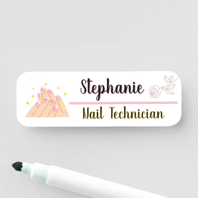 Personalized nail tech logo beauty  name tag (In Situ)