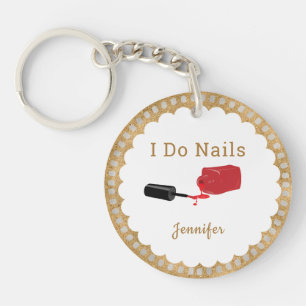 Personalized Nail Tech Red Polish Keychain