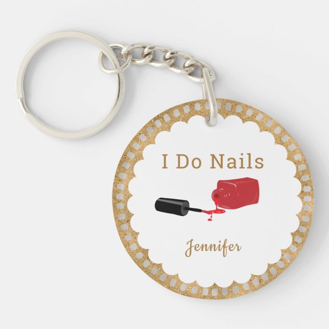  Personalized Nail Tech Red Polish Keychain (Front)
