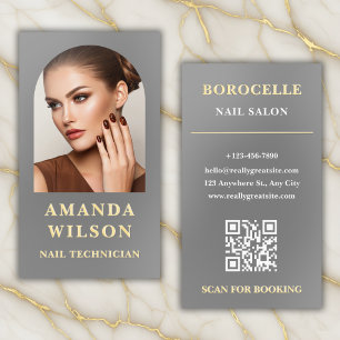 Personalized Nail Technician Photo Gold Foil Business Cards
