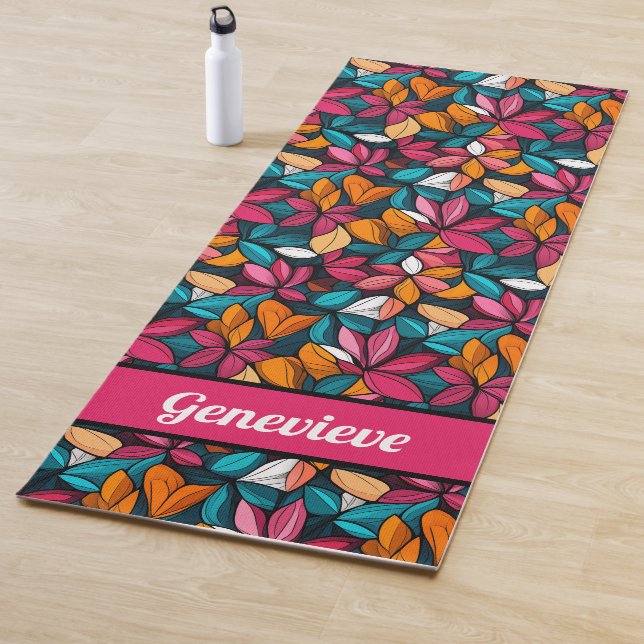 Personalized Namaste Fantastic Floral Pattern Yoga Mat (In Situ)
