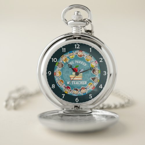 Personalized NAME 1 Best School Teacher Memory Pocket Watch