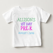 PERSONALIZED NAME 1ST DAY PRE-K SHIRT DATE