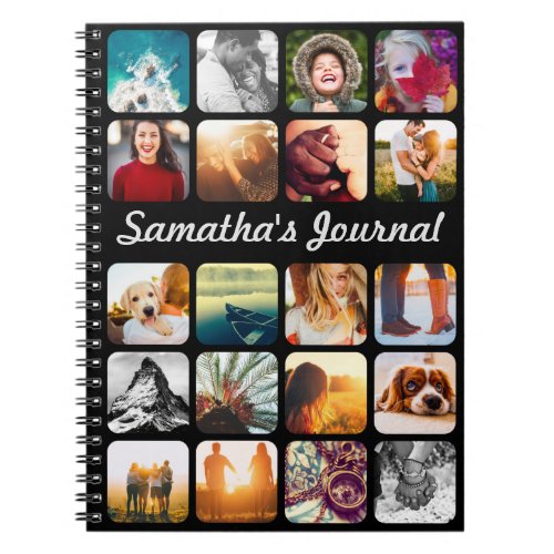 Personalized Name  20 Photo Black Notebook
