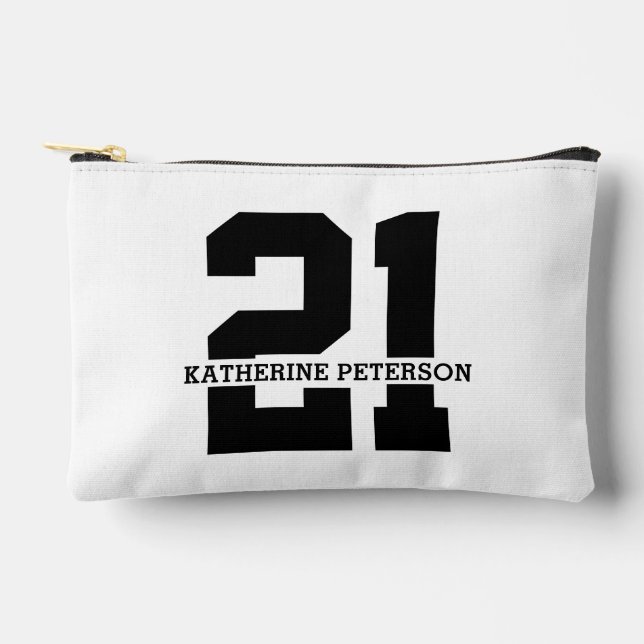 Personalized Name 21st Birthday Modern  Accessory Pouch (Front)