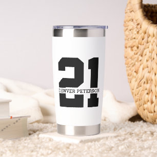 Personalized Name 21st Birthday Modern Insulated Tumbler