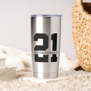 Personalized Name 21st Birthday Modern Insulated Tumbler