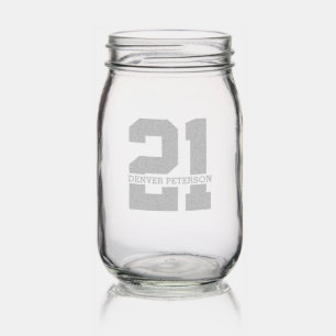 Personalized Name 21st Birthday Modern Mason Jar