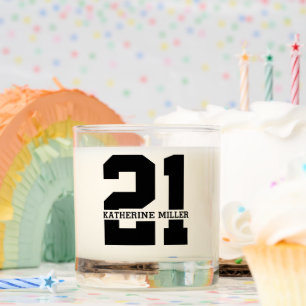 Personalized Name 21st Birthday Modern Scented Candle