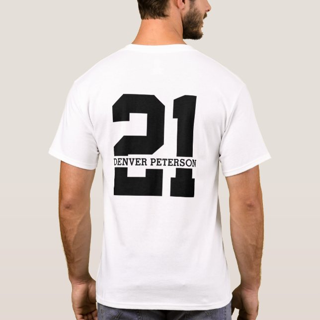 Personalized Name 21st Birthday Modern  T-Shirt (Back)
