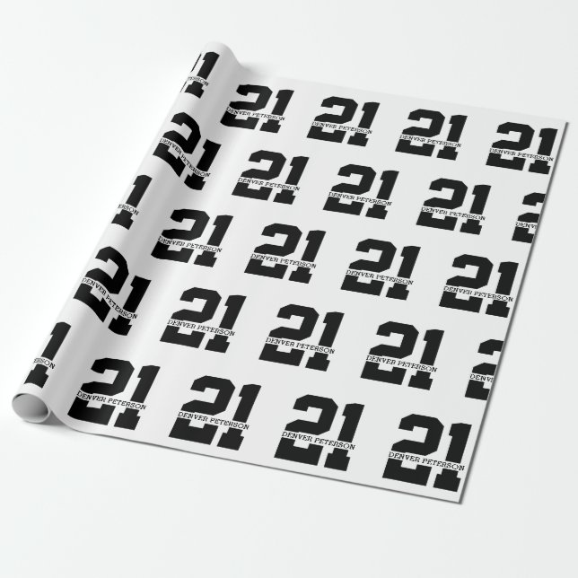 Personalized Name 21st Birthday Modern  Wrapping Paper (Unrolled)