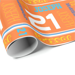 Personalized name 21st birthday sport wrap wrapping paper