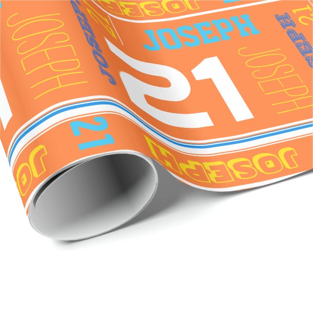 Personalized name 21st birthday sport wrap wrapping paper (Roll Corner)