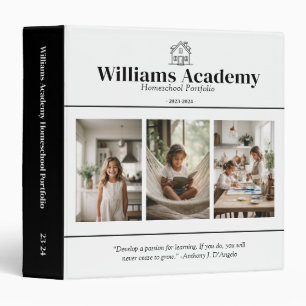 Personalized Name 3 Photo With Quote Homeschool 3 Ring Binder