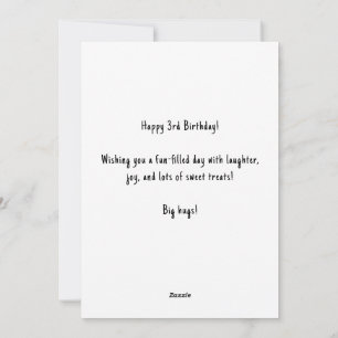 Personalized Name 3rd Birthday Cake Card 
