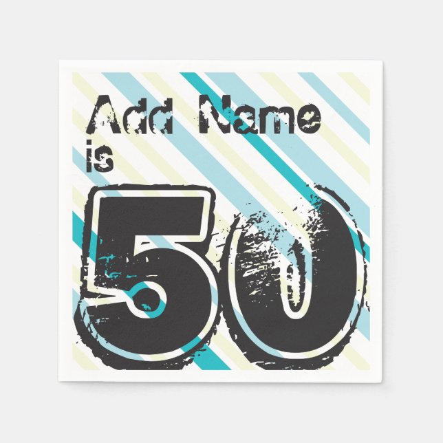 Personalized Name 50 yr Bday - 50th Birthday Party Napkins (Front)